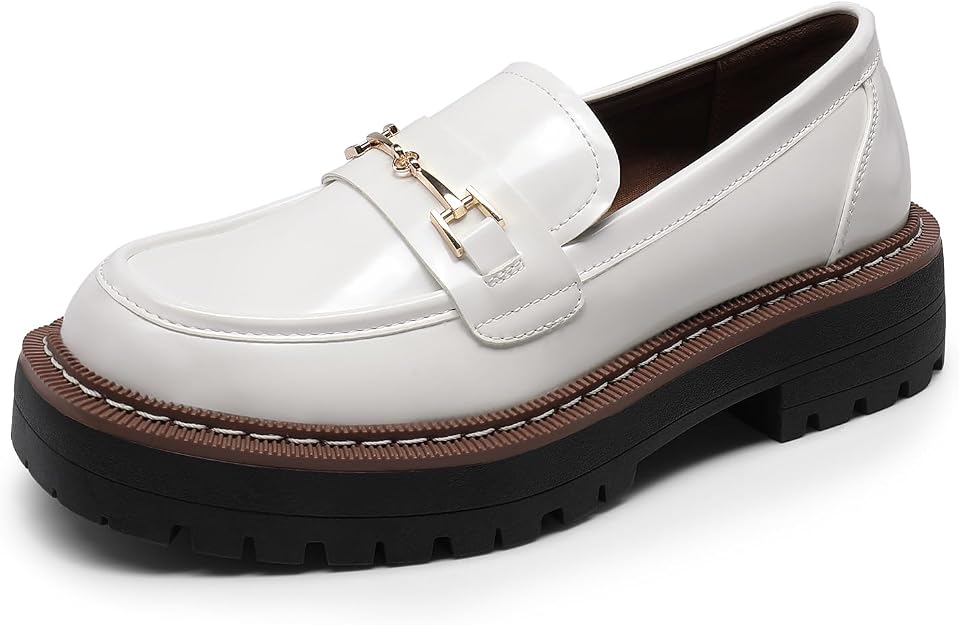 C59 - DREAM PAIRS Loafers for Women Platform Chunky Heel Slip On Loafers Business Office Casual Dressy Loafer Shoes