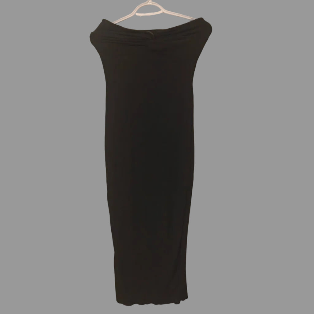 C65 - PRETTYGARDEN Women's Bodycon Long Dresses Summer Strapless Tube Twist Knot Front Ribbed Knit Maxi Cocktail Dress