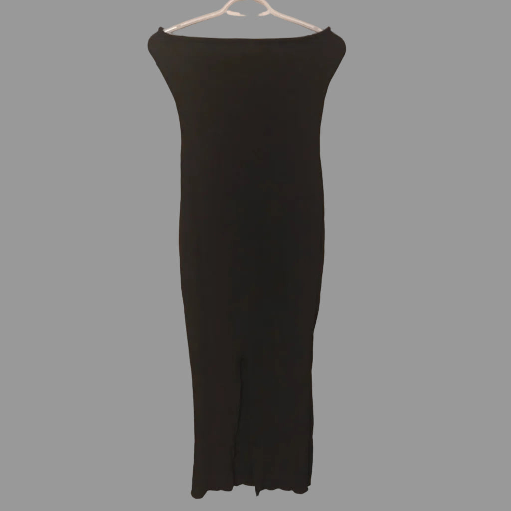 C65 - PRETTYGARDEN Women's Bodycon Long Dresses Summer Strapless Tube Twist Knot Front Ribbed Knit Maxi Cocktail Dress