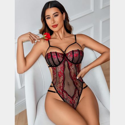 C70 - Avidlove Women Lingerie Bodysuit Lace Teddy Snap Crotch One Piece Underwire Babydoll