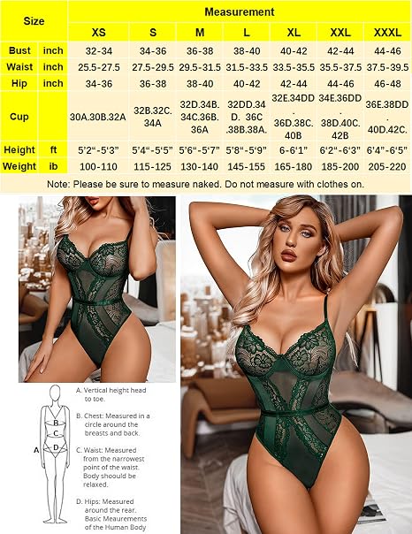 C70 - Avidlove Women Lingerie Bodysuit Lace Teddy Snap Crotch One Piece Underwire Babydoll