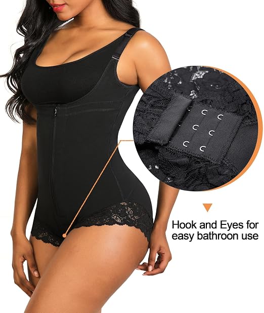 C71 - SHAPERX Shapewear for Women Waist Trainer Firm Tummy Control Fajas Bodysuit Open Bust Zipper Corset
