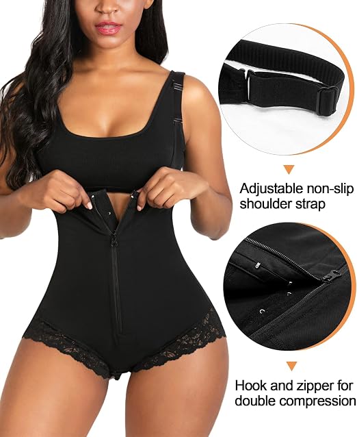 C71 - SHAPERX Shapewear for Women Waist Trainer Firm Tummy Control Fajas Bodysuit Open Bust Zipper Corset