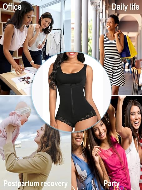C71 - SHAPERX Shapewear for Women Waist Trainer Firm Tummy Control Fajas Bodysuit Open Bust Zipper Corset