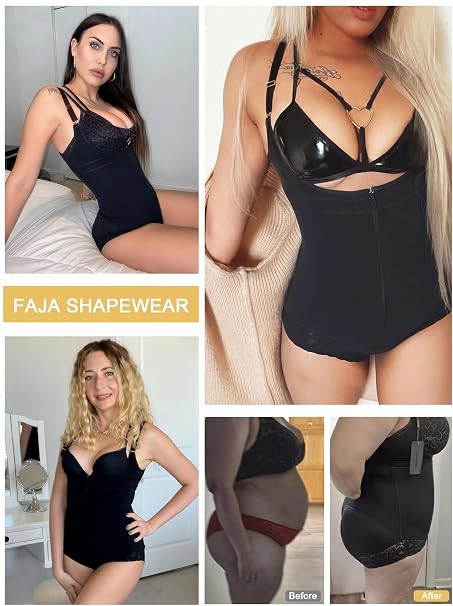 C71 - SHAPERX Shapewear for Women Waist Trainer Firm Tummy Control Fajas Bodysuit Open Bust Zipper Corset