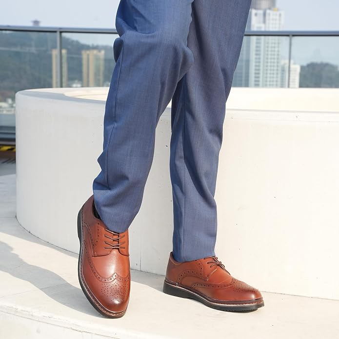 C73 - Hawkwell USA Men's Plus Size Wingtip Brogue Oxfords Dress Shoes