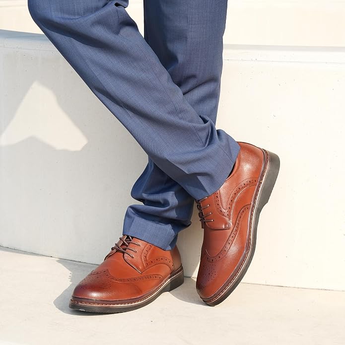 C73 - Hawkwell USA Men's Plus Size Wingtip Brogue Oxfords Dress Shoes
