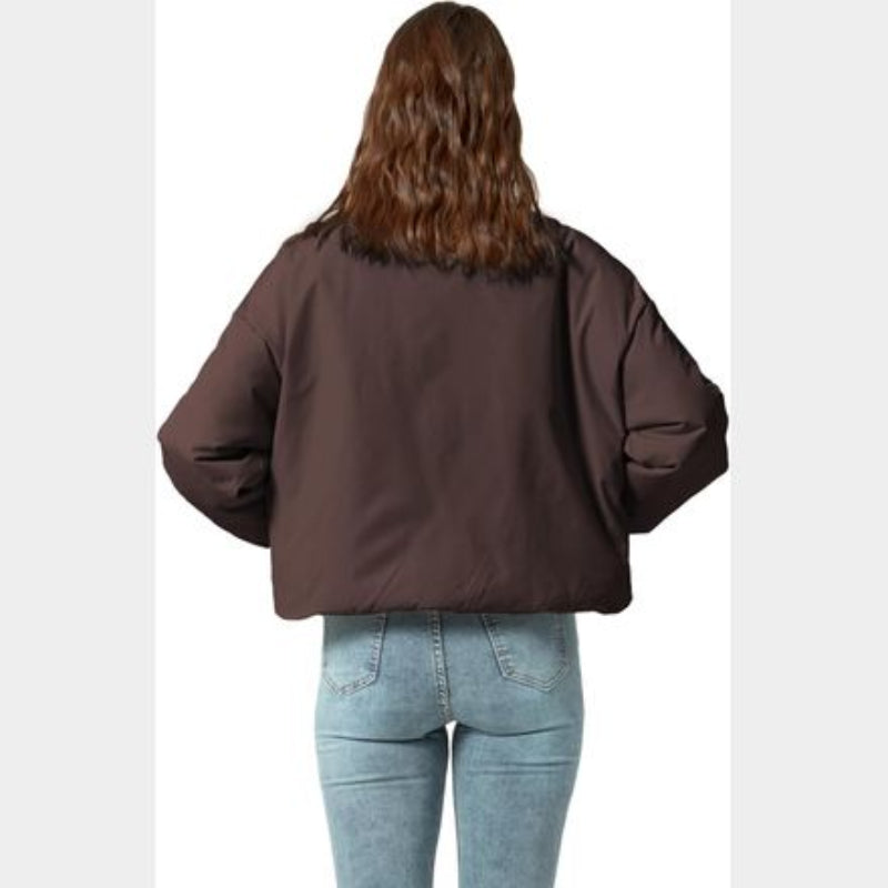 C74 - Women's Winter Puffer Jacket Cropped Coat Long Sleeve Warm Jackets Short Outerwear