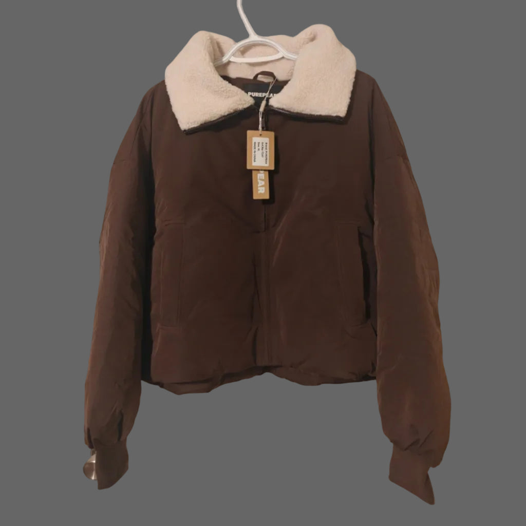 C74 - Women's Winter Puffer Jacket Cropped Coat Long Sleeve Warm Jackets Short Outerwear
