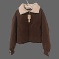 C74 - Women's Winter Puffer Jacket Cropped Coat Long Sleeve Warm Jackets Short Outerwear