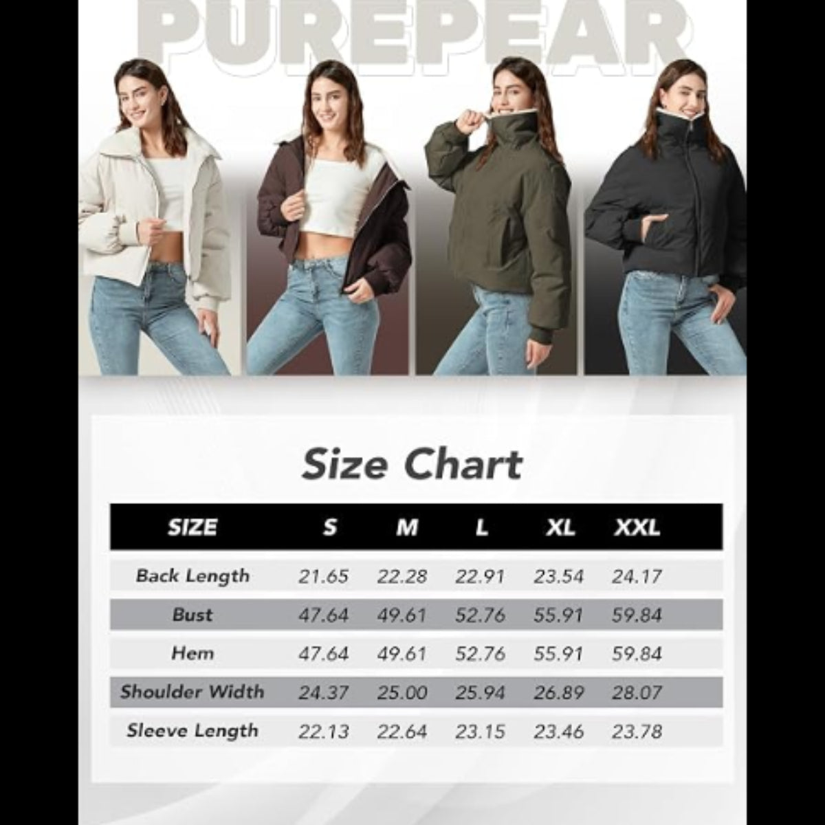 C74 - Women's Winter Puffer Jacket Cropped Coat Long Sleeve Warm Jackets Short Outerwear