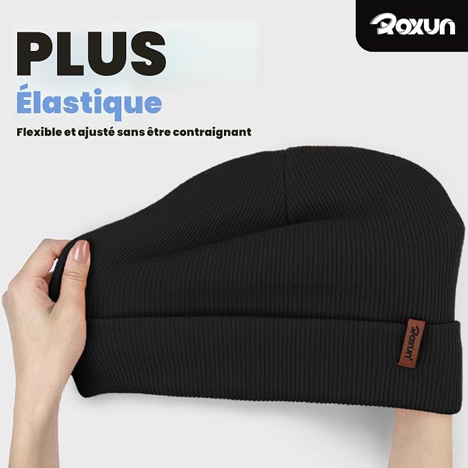 C78 - ROXUN Knitted Beanie with Turn-Up Brim for Men/Women, Soft and Warm Unisex Winter Hat