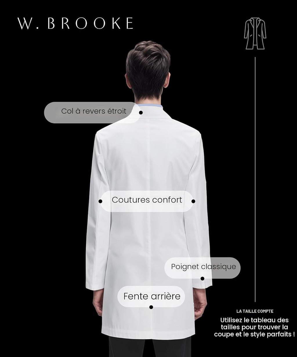 C79 - Men's Lab Coat – Slim fit, durable fabric, professional medical coat, smartphone and tablet pocket