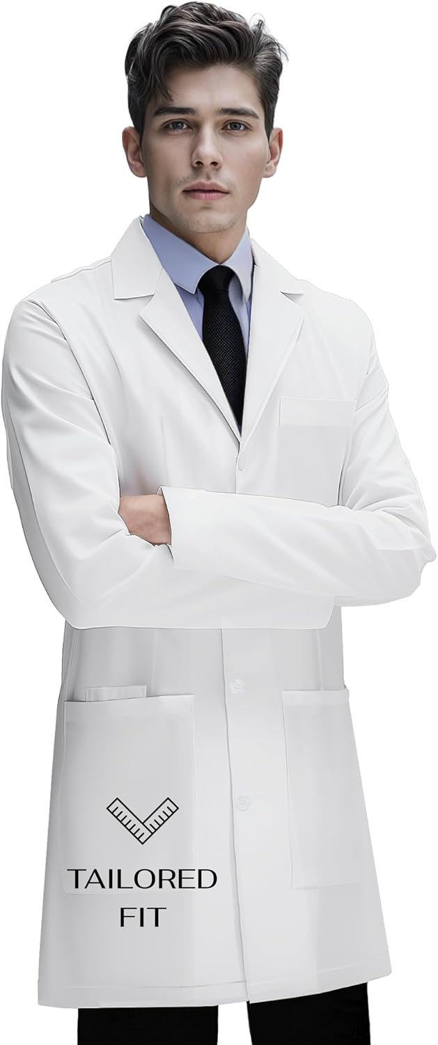 C79 - Men's Lab Coat – Slim fit, durable fabric, professional medical coat, smartphone and tablet pocket