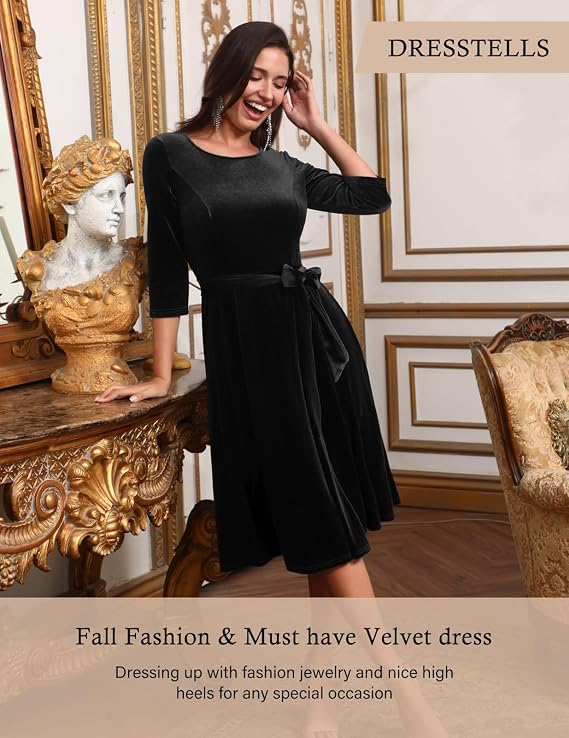 C84 - DRESSTELLS Velvet Cocktail Dress for Women