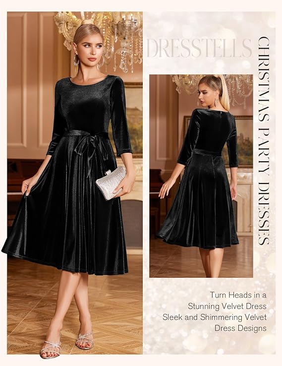 C84 - DRESSTELLS Velvet Cocktail Dress for Women