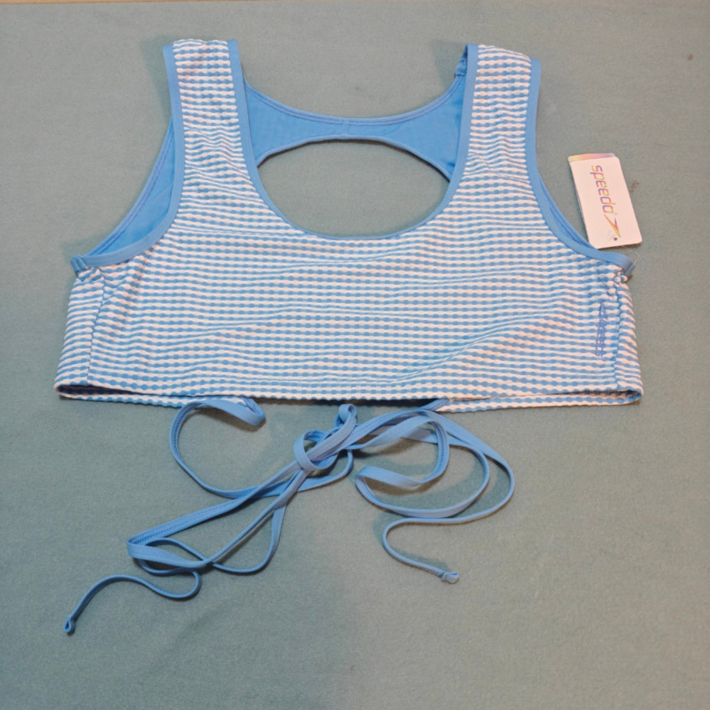 C85 - Speedo Blue Gingham Wrap Bikini Top with UPF50+ Protection