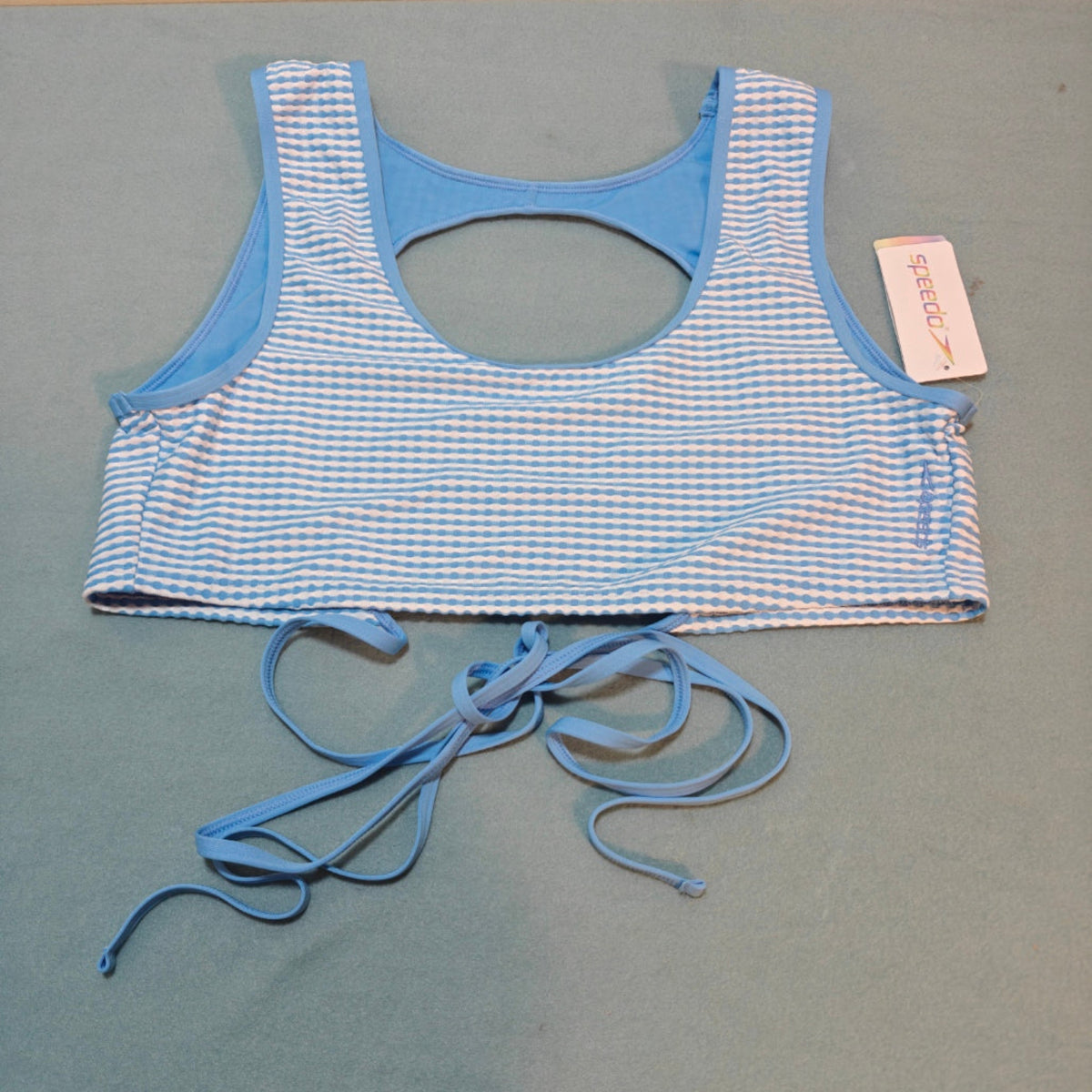 C85 - Speedo Blue Gingham Wrap Bikini Top with UPF50+ Protection