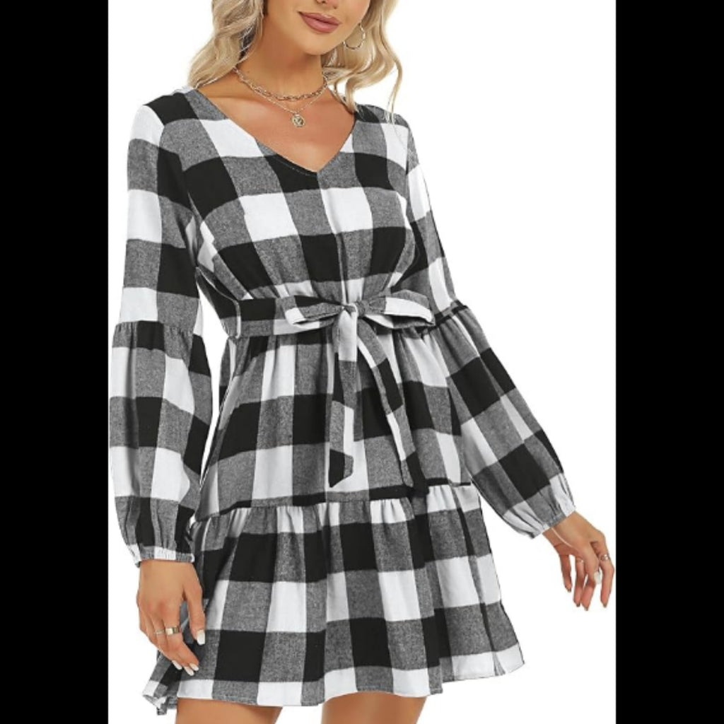 C8 - ROYLAMP Women's Tunic Dresses Long Sleeve V Neck XL