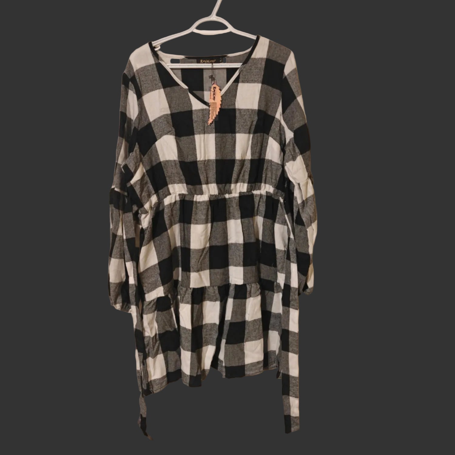 C8 - ROYLAMP Women's Tunic Dresses Long Sleeve V Neck XL