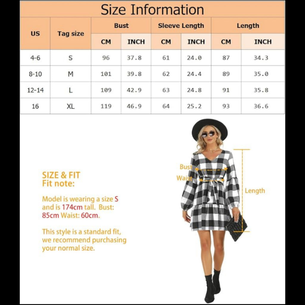 C8 - ROYLAMP Women's Tunic Dresses Long Sleeve V Neck XL
