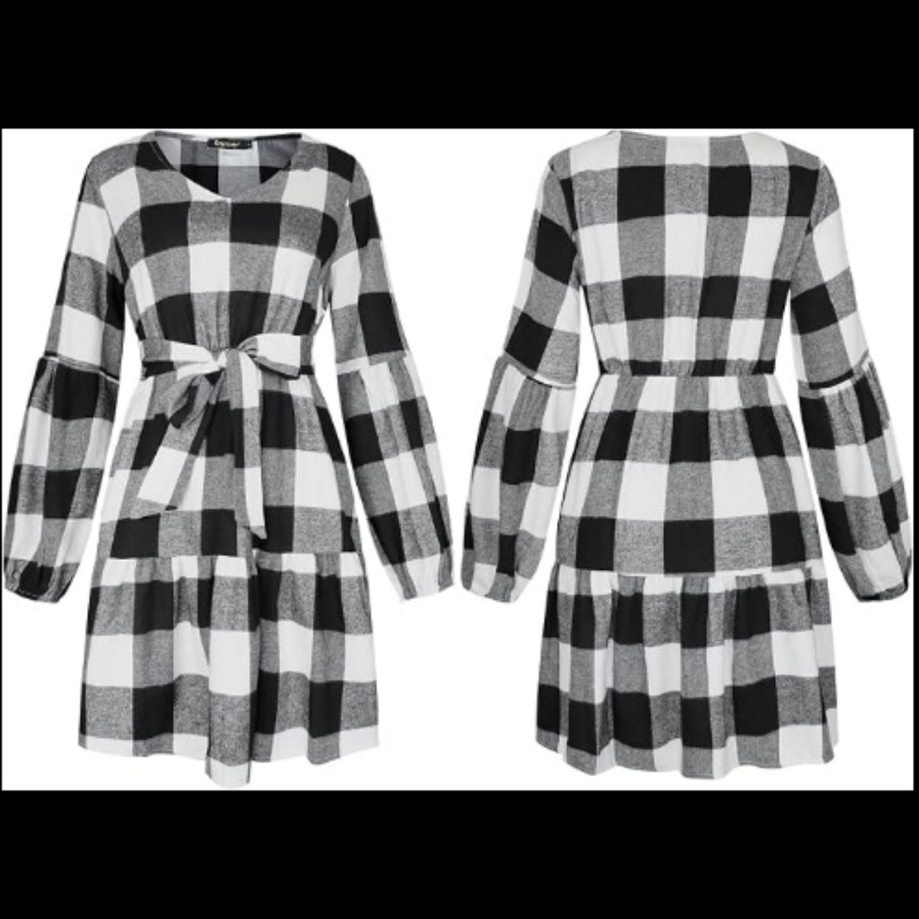 C8 - ROYLAMP Women's Tunic Dresses Long Sleeve V Neck XL