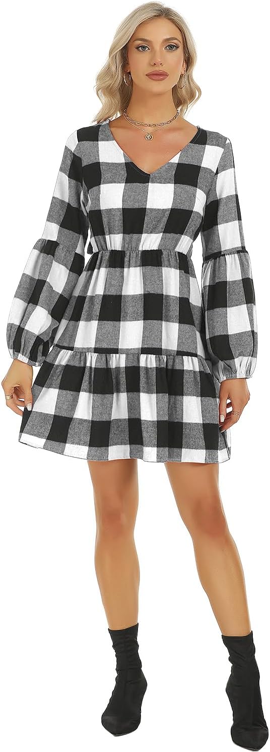 C8 - ROYLAMP Women's Tunic Dresses Long Sleeve V Neck XL