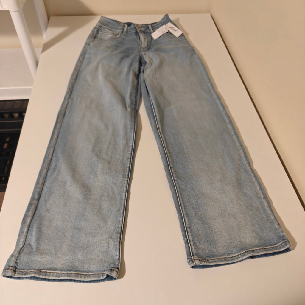 C9 - OFLUCK Women's Wide Leg Mid High Waisted Stretchy Baggy Jeans Size 2