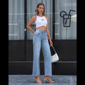 C9 - OFLUCK Women's Wide Leg Mid High Waisted Stretchy Baggy Jeans Size 2