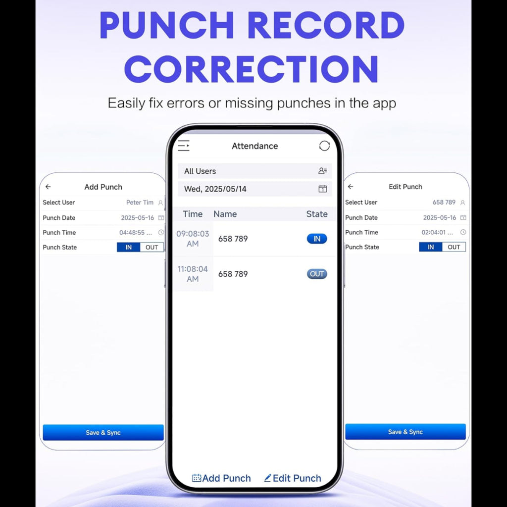 E5 - NGTeco Time Clock for Small Business, 4-in-1 Employee Attendance Machine with Face, Fingerprint, RFID Card & PIN Code, 2.4GHz WiFi, Mobile App Control for iOS Android, Shift Management, No Monthly Fee