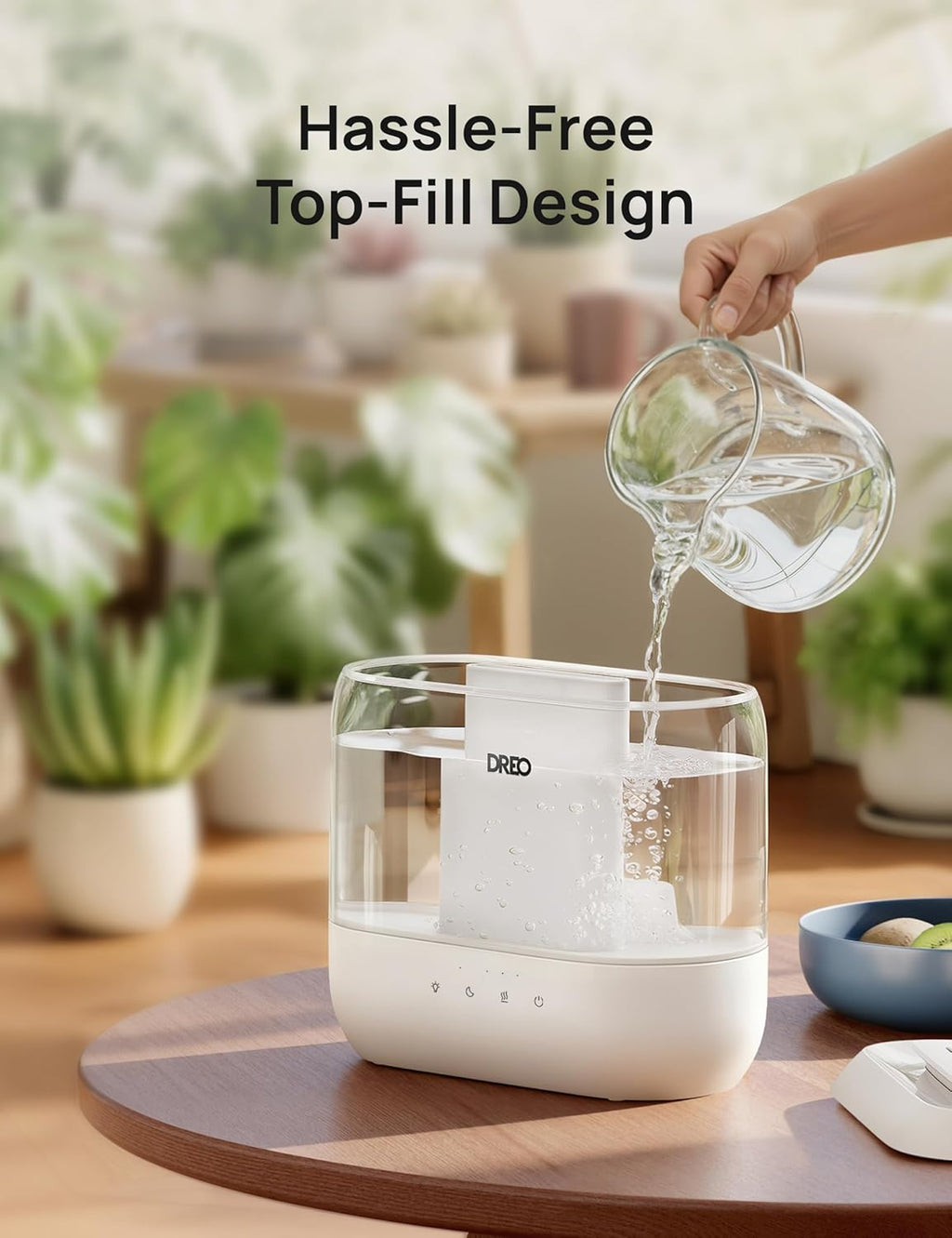 H12 - DREO Humidifiers for Bedroom, 4L Top Fill for Large Room, 36H Runtime [Ultra-Strong Mist Output] Quiet Cool Mist Air Humidifier for Baby Nursery, Plants, Indoor, Night Light, Easy to Clean