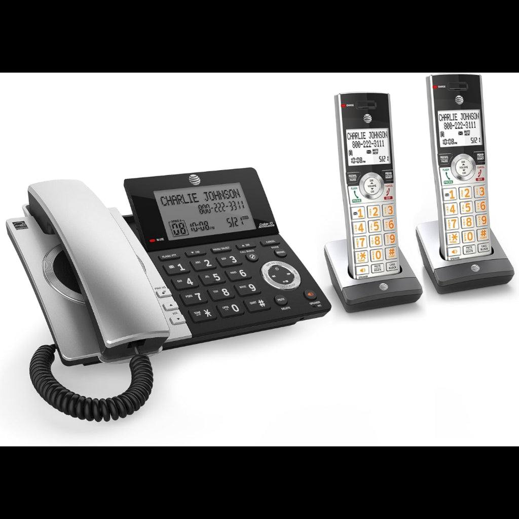 H13 - AT&T CL84207 Dect_6.0 2 Handset Landline Telephone, Black/Silver
