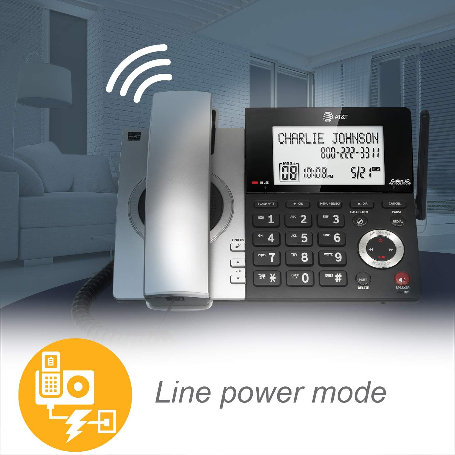 H13 - AT&T CL84207 Dect_6.0 2 Handset Landline Telephone, Black/Silver