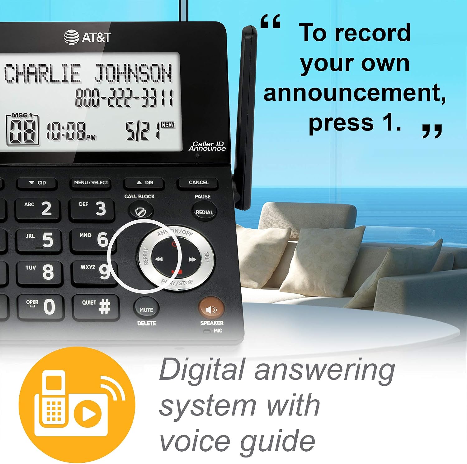 H13 - AT&T CL84207 Dect_6.0 2 Handset Landline Telephone, Black/Silver