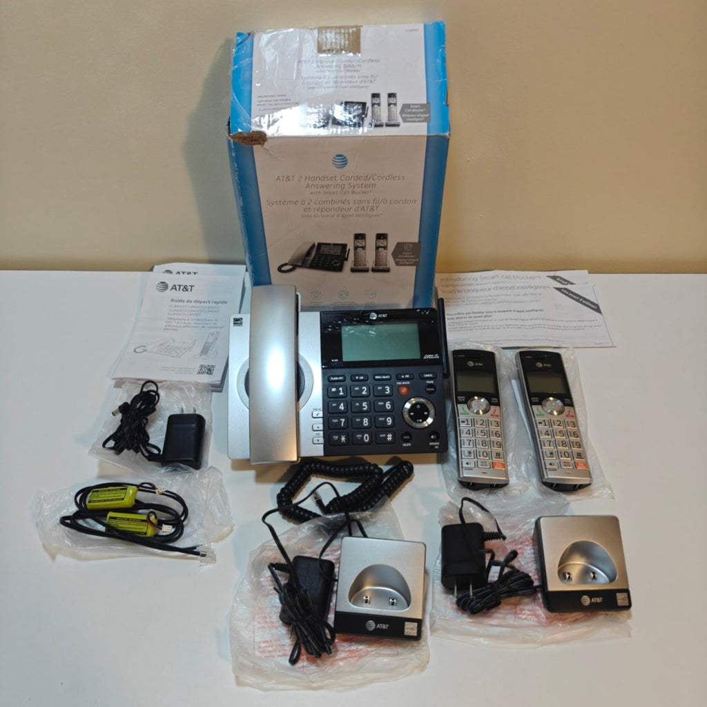 H13 - AT&T CL84207 Dect_6.0 2 Handset Landline Telephone, Black/Silver