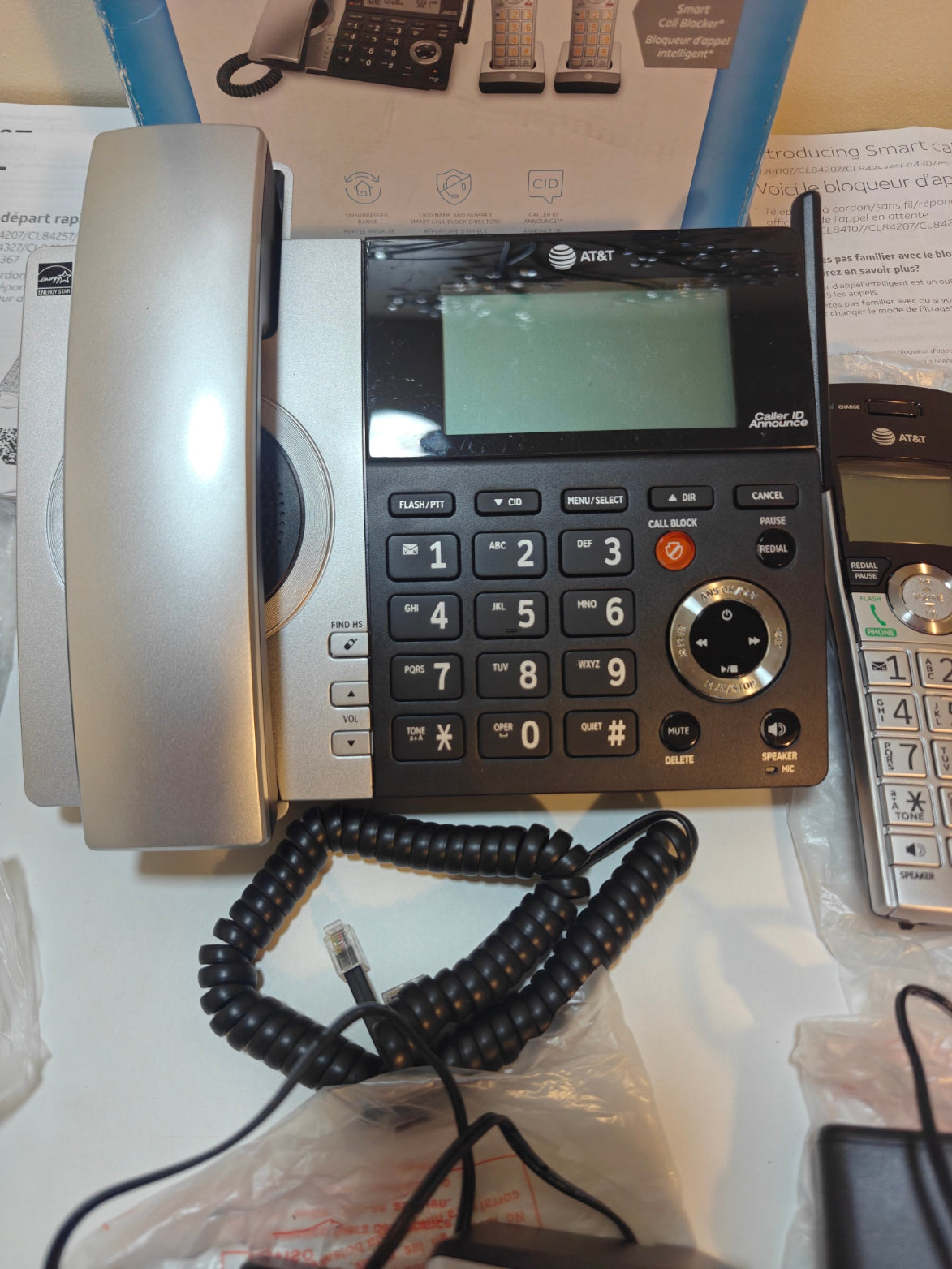 H13 - AT&T CL84207 Dect_6.0 2 Handset Landline Telephone, Black/Silver
