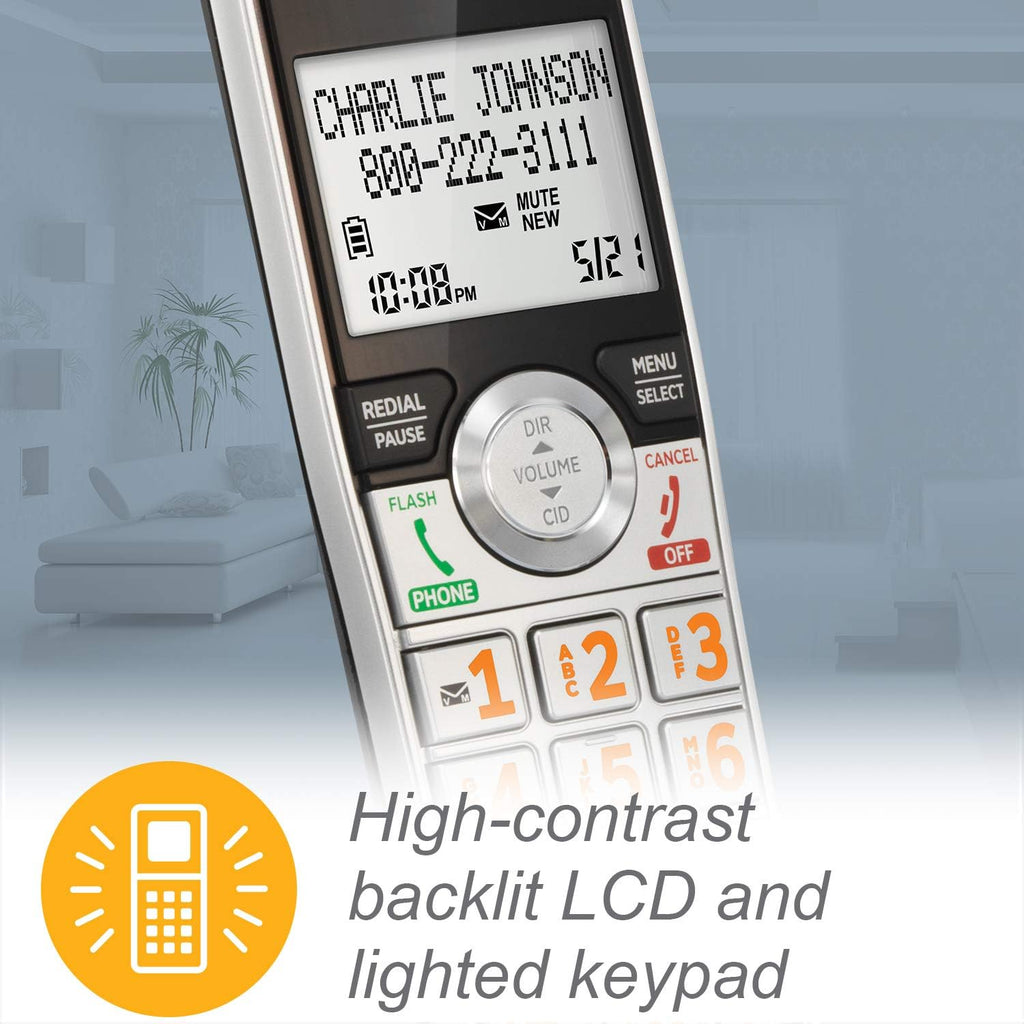 H13 - AT&T CL84207 Dect_6.0 2 Handset Landline Telephone, Black/Silver