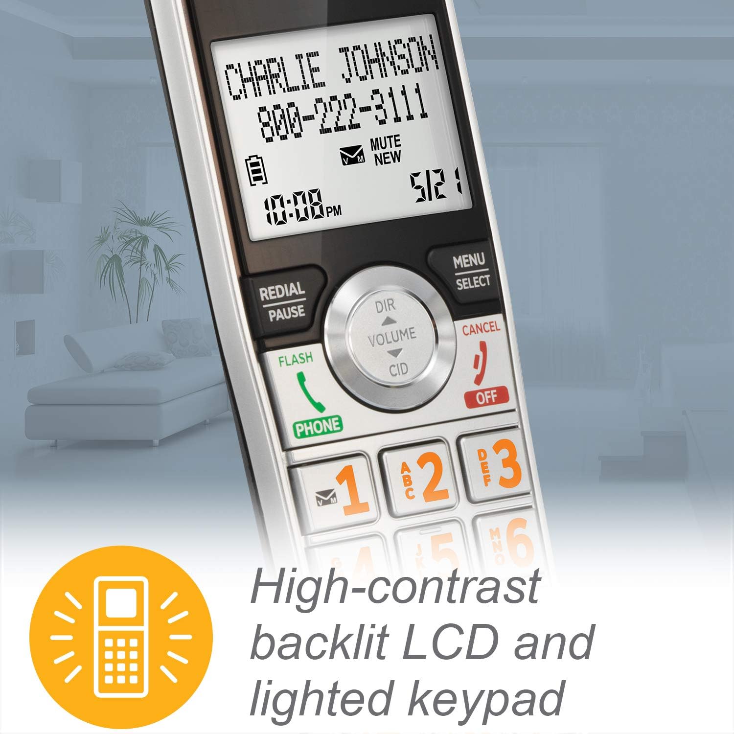H13 - AT&T CL84207 Dect_6.0 2 Handset Landline Telephone, Black/Silver