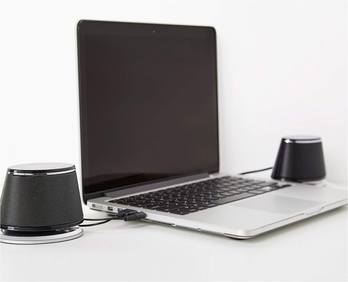 H14 - Amazon Basics Stereo 2.0 Speakers for PC or Laptop, 3.5mm Aux input, USB-Powered, 1 Pair
