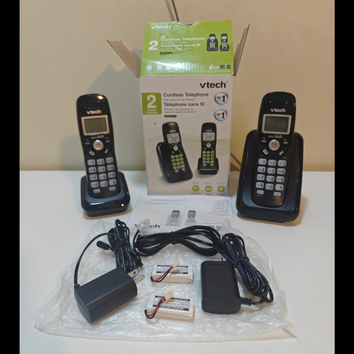 H15 - Vtech Dect 6.0 2-Handset Cordless Phone System with Caller ID, Backlit Keypad and Screen(CS6114-21)