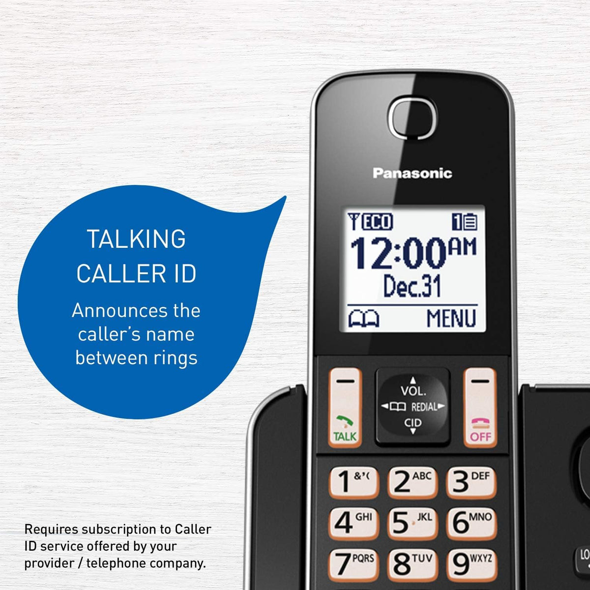 H16 - Panasonic DECT 6.0 Expandable Cordless Phone with Answering Machine and Call Block - 1 Cordless Handset - KX-TGD390CB