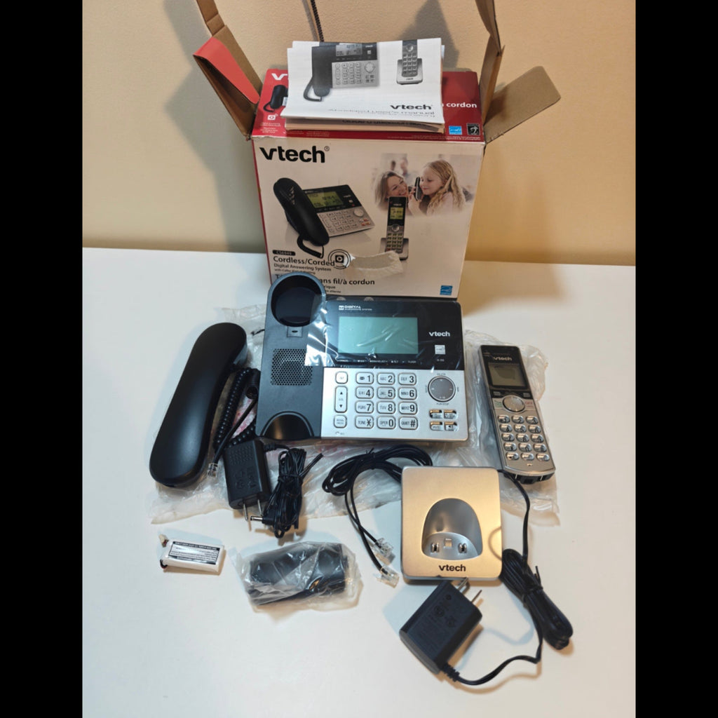 H19 - VTech CS6949 DECT 6.0 Corded/Cordless Telephone System, Black/Silver