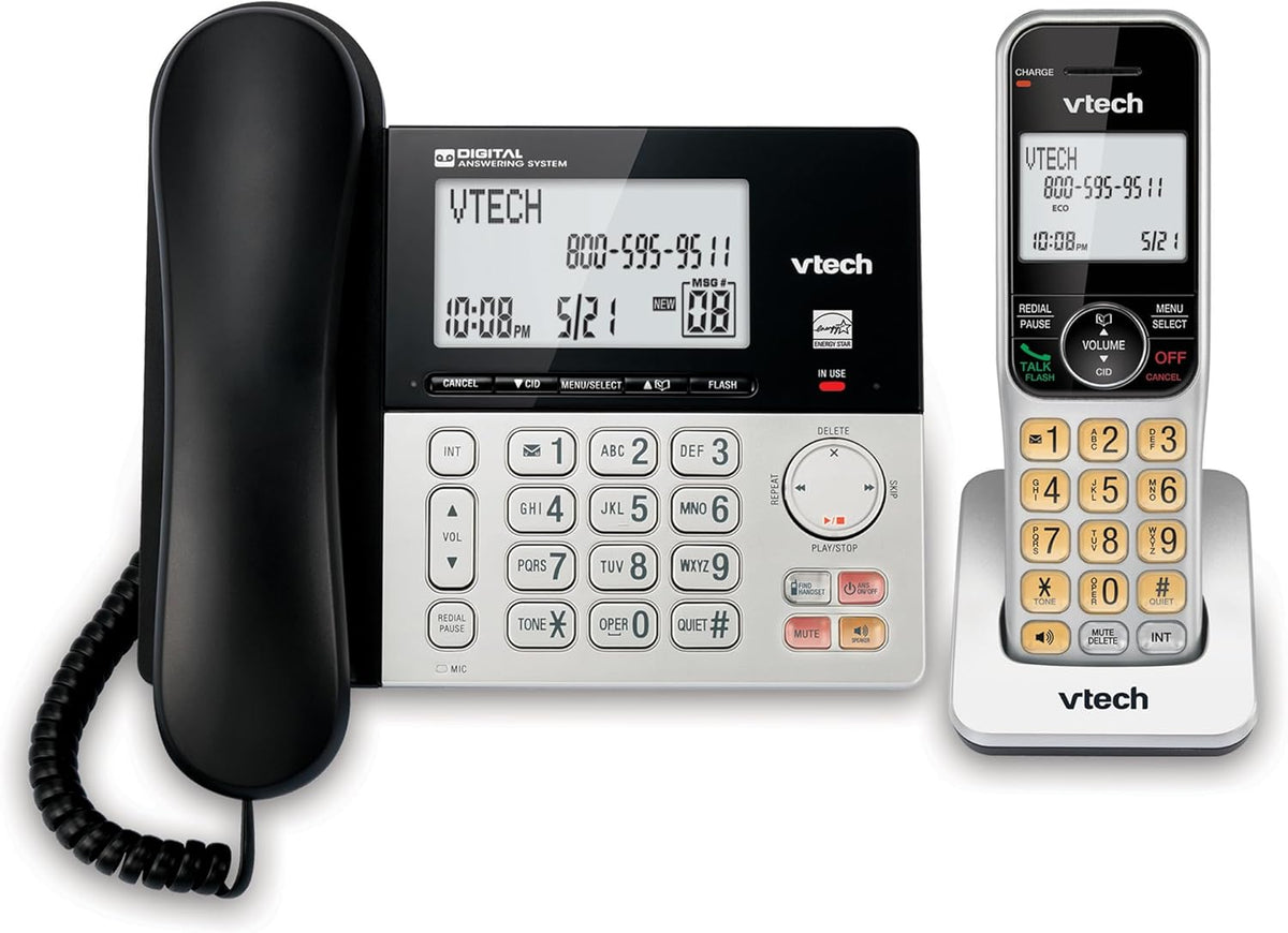 H19 - VTech CS6949 DECT 6.0 Corded/Cordless Telephone System, Black/Silver