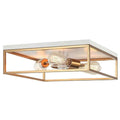 H20 - 12-Inch Square Flush Mount Ceiling Light – Matte White & Brushed Gold 2-Light Fixture