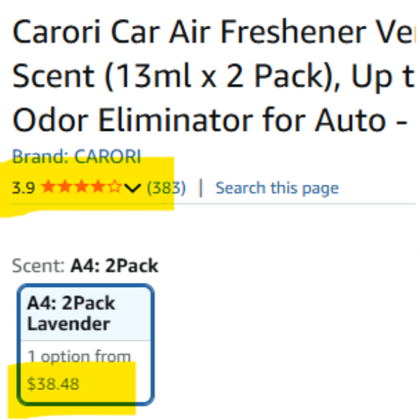 H26 - Carori Car Air Freshener Vent Clip, Car Fresheners Long Lasting Scent (13ml x 2 Pack) - Watermelon