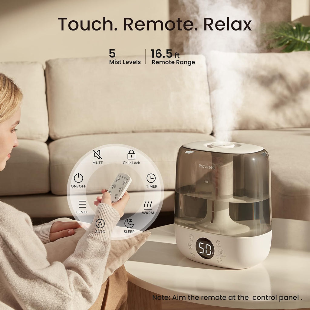 H27 - Provirtec 6L Self-Cleaning Humidifier for Large Room, Warm and Cool Mist