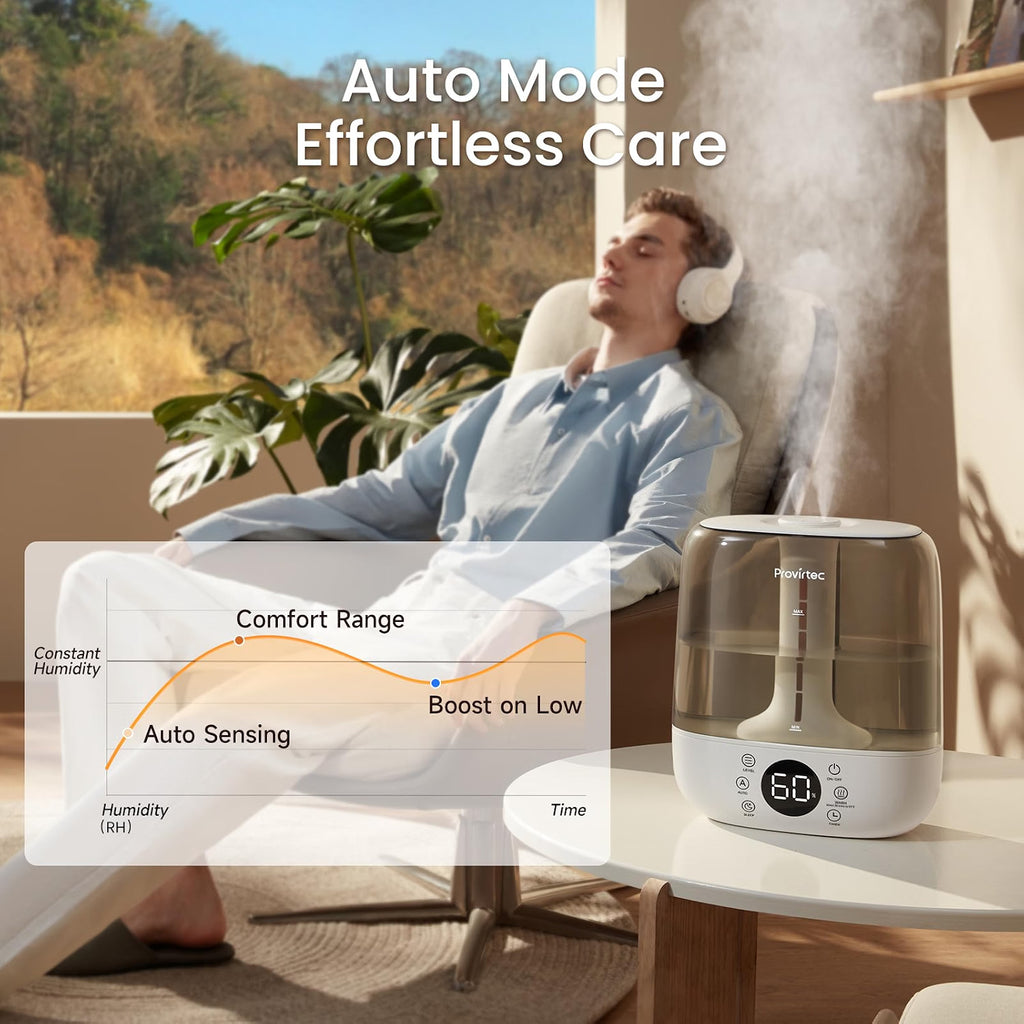 H27 - Provirtec 6L Self-Cleaning Humidifier for Large Room, Warm and Cool Mist