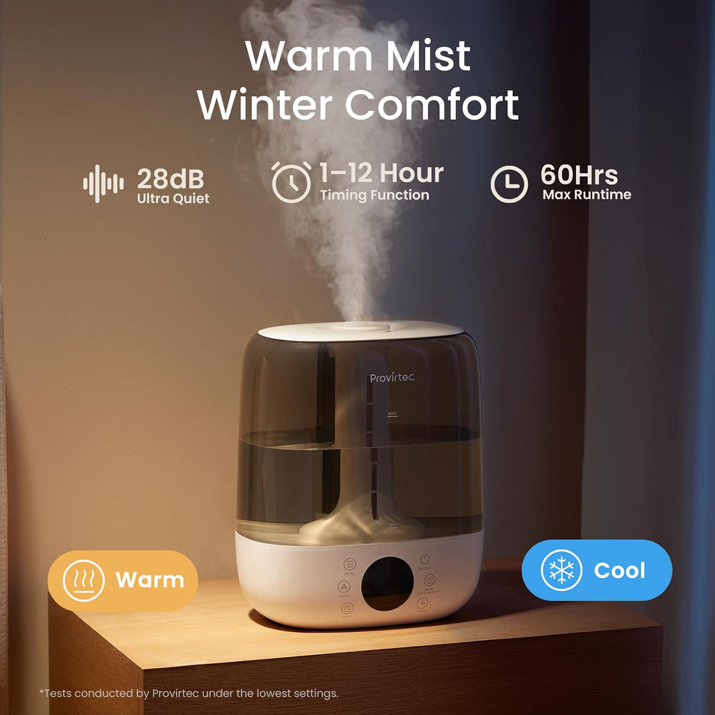 H27 - Provirtec 6L Self-Cleaning Humidifier for Large Room, Warm and Cool Mist