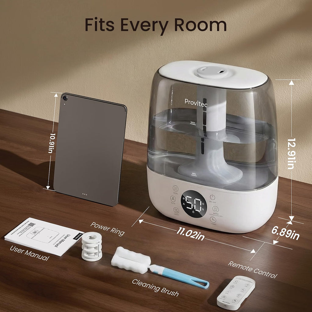 H27 - Provirtec 6L Self-Cleaning Humidifier for Large Room, Warm and Cool Mist