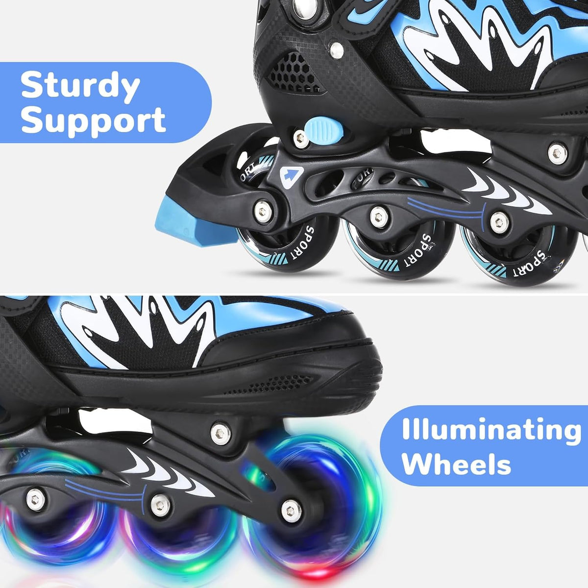 H28 - TOMSHOO Kids Inline Skates with Full Light Up Wheels